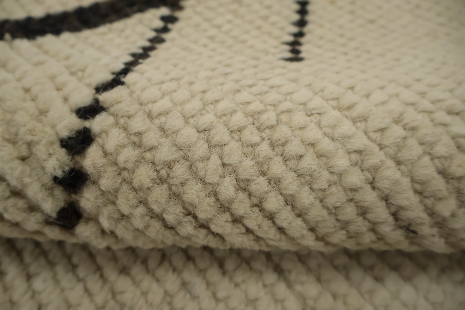 Geometric Wool Ivory Moroccan Oriental Area Rug 9x13