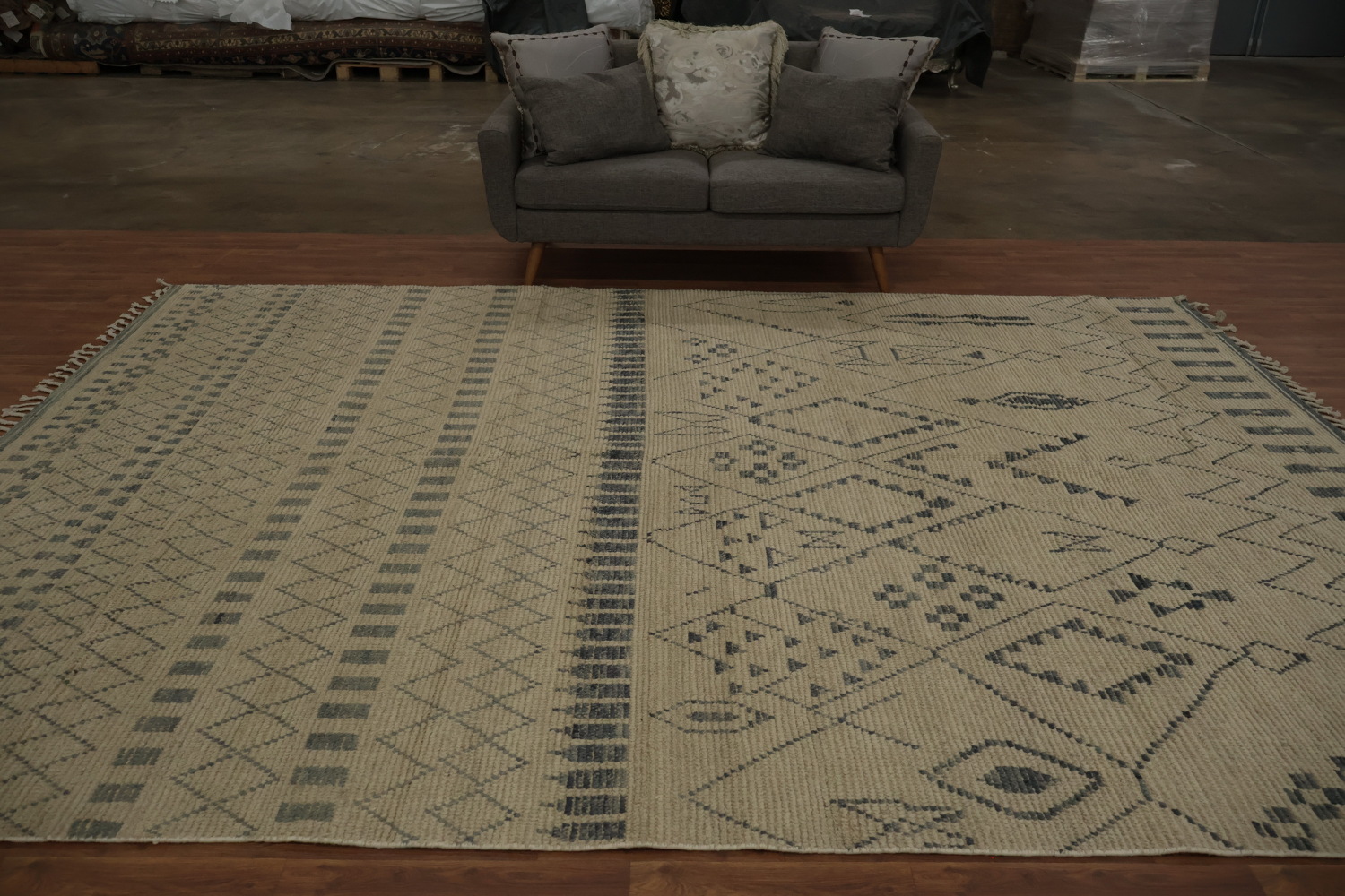 Handmade Wool Trellis Moroccan Area Rug 9x13