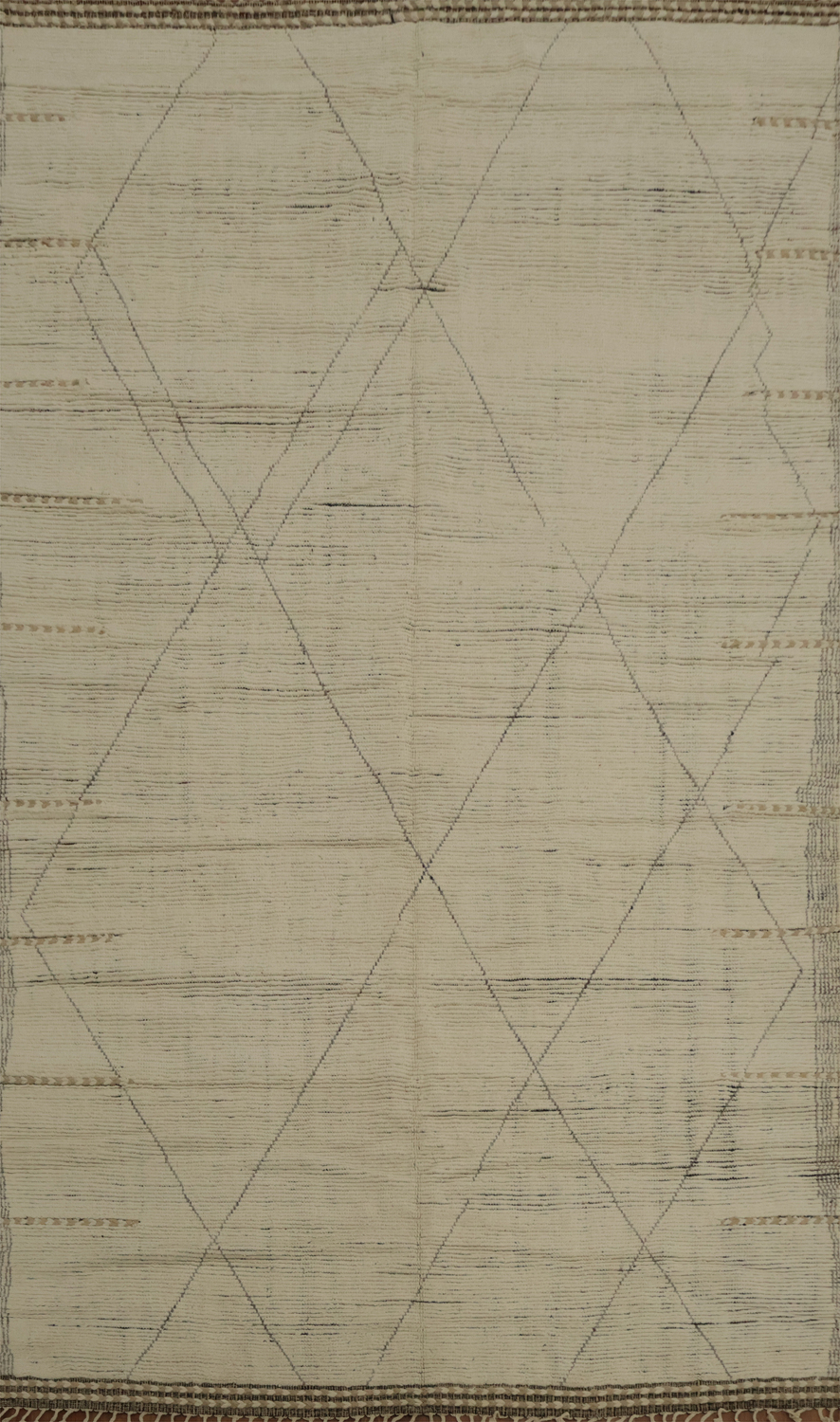 Neutral Tone Moroccan Area Rug 9x13 with Intricate Details