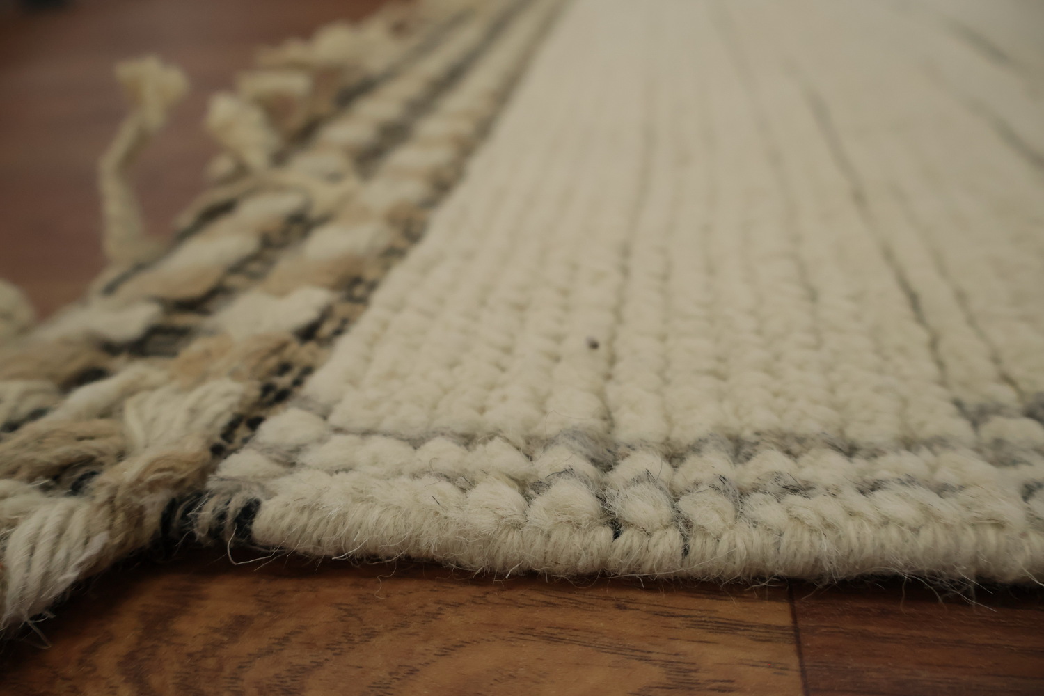 Neutral Tone Moroccan Area Rug 9x13 with Intricate Details