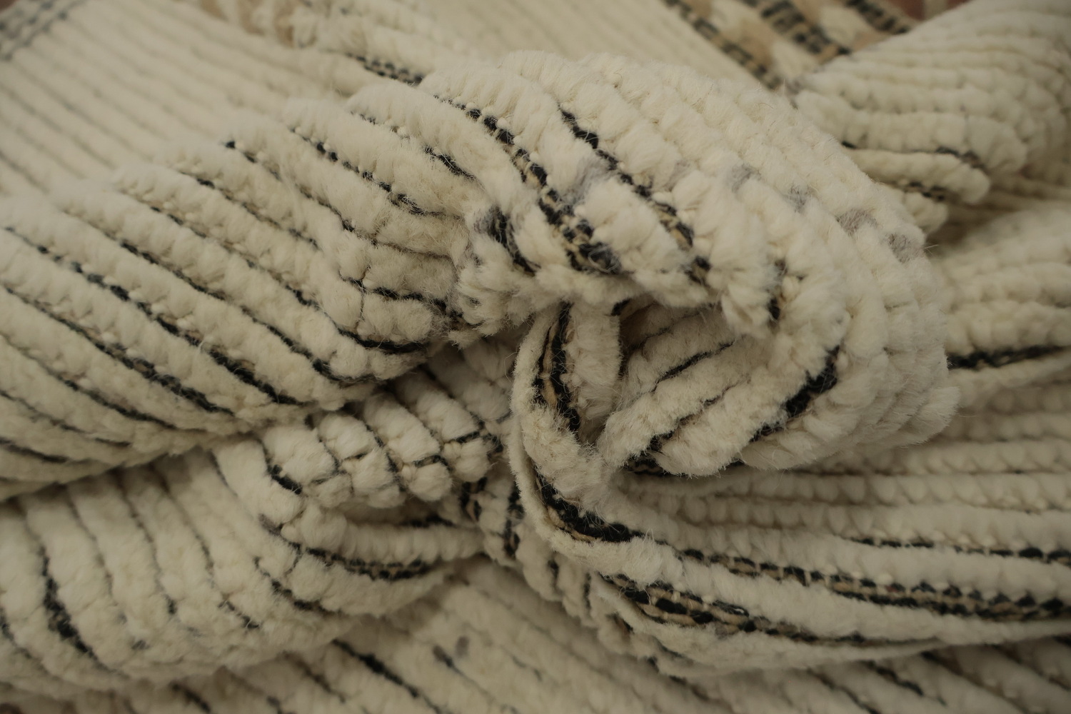 Neutral Tone Moroccan Area Rug 9x13 with Intricate Details