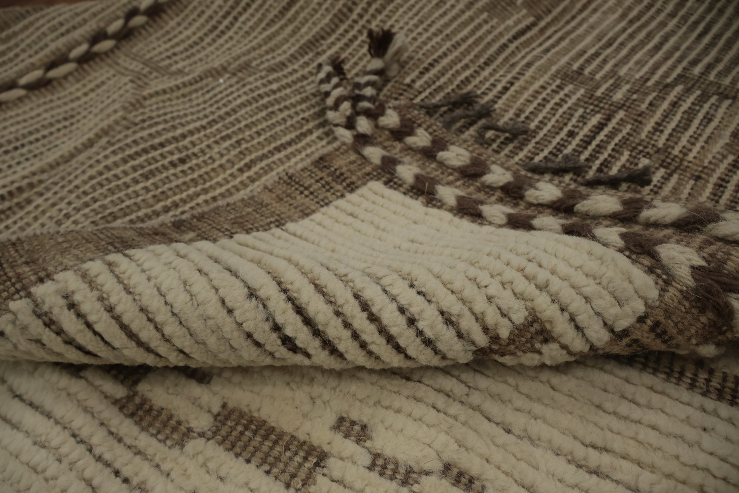 Handmade Wool Ivory Moroccan Large Rug 10x15