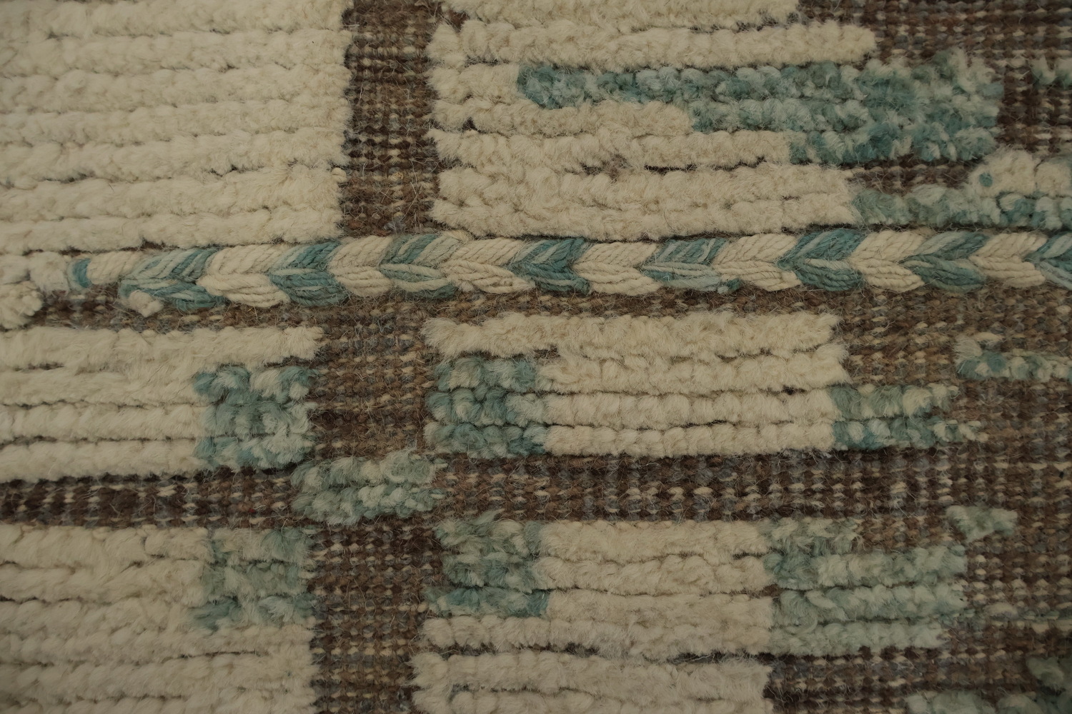 Classy Neutral-Toned Moroccan Large Rug 12x15 with Grid Aesthetic