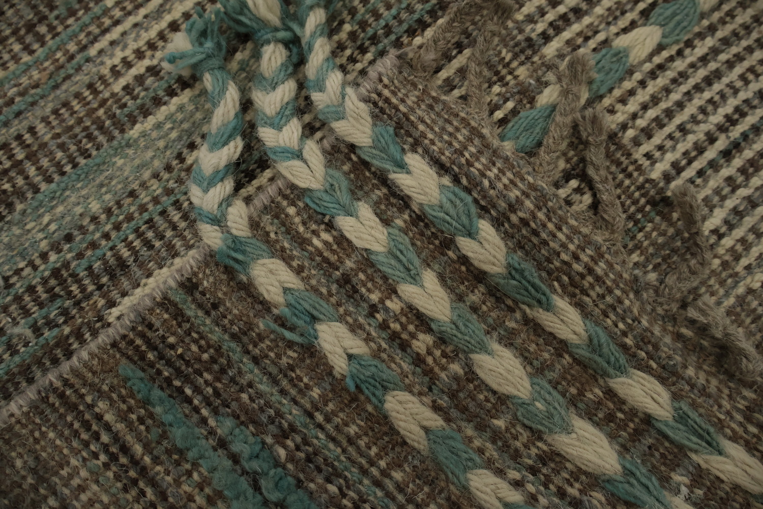 Classy Neutral-Toned Moroccan Large Rug 12x15 with Grid Aesthetic