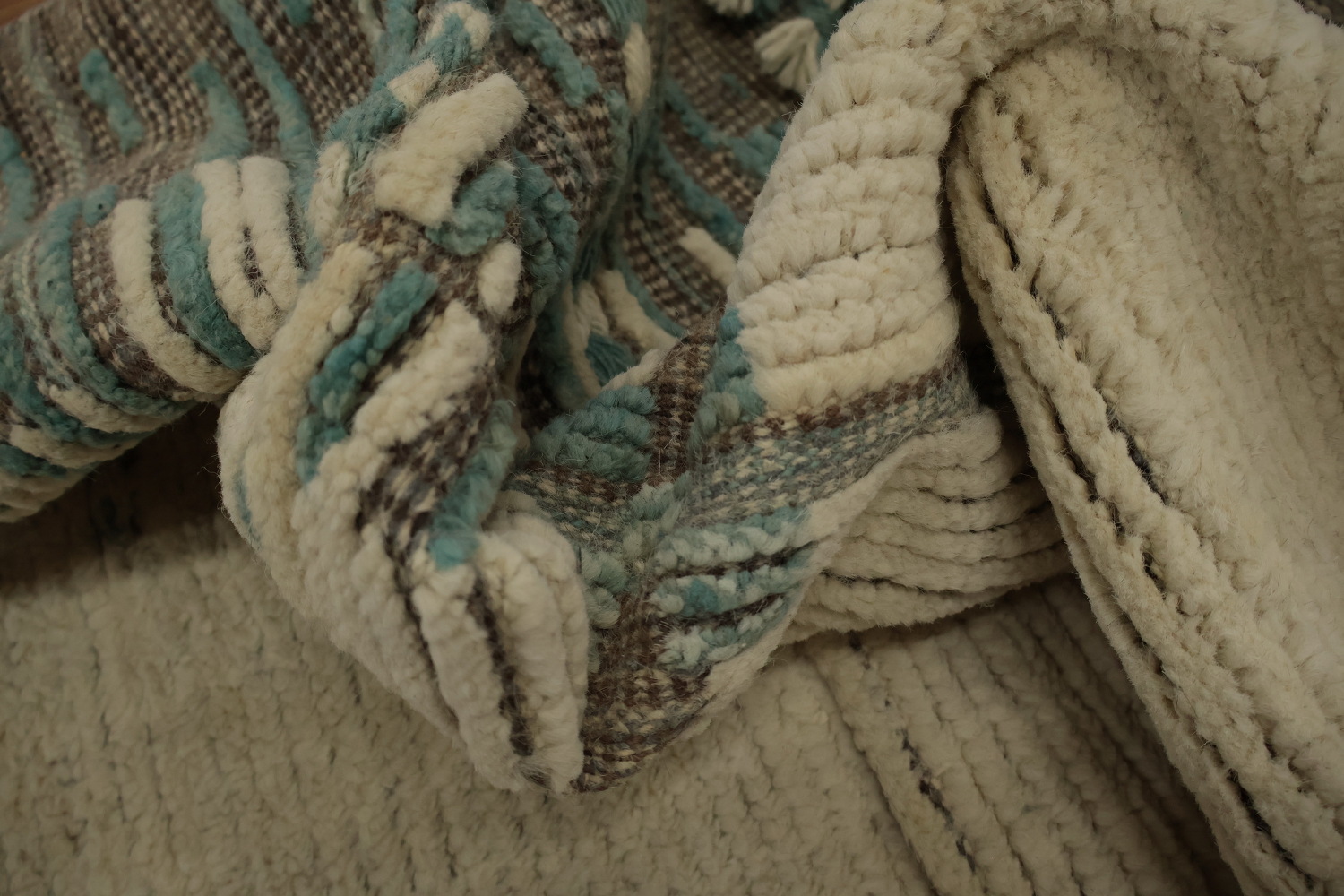 Classy Neutral-Toned Moroccan Large Rug 12x15 with Grid Aesthetic