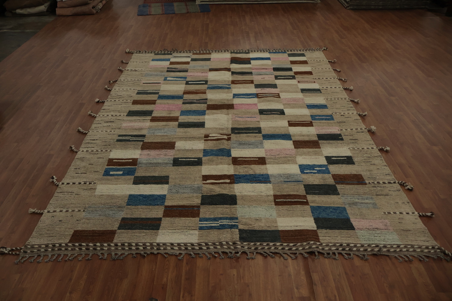 All-Over Geometric Wool Moroccan Large Area Rug 9x12