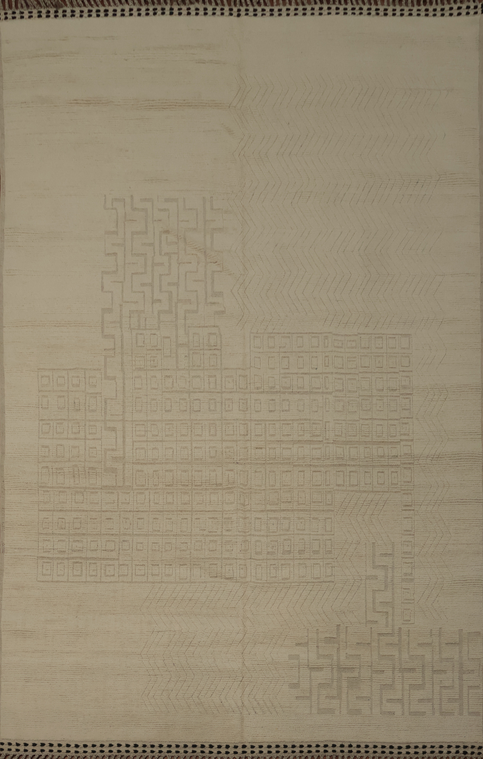 All-Over Ivory Wool Moroccan Oriental Large Rug 10x15