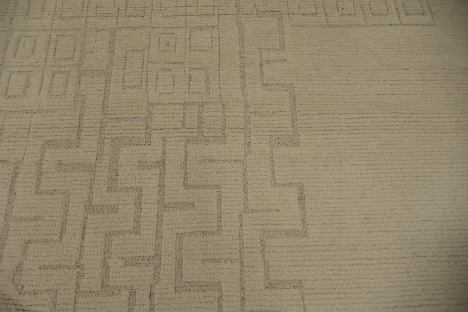 All-Over Ivory Wool Moroccan Oriental Large Rug 10x15