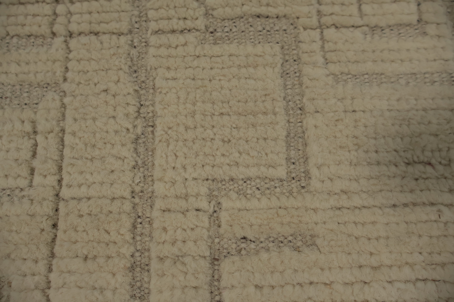 All-Over Ivory Wool Moroccan Oriental Large Rug 10x15