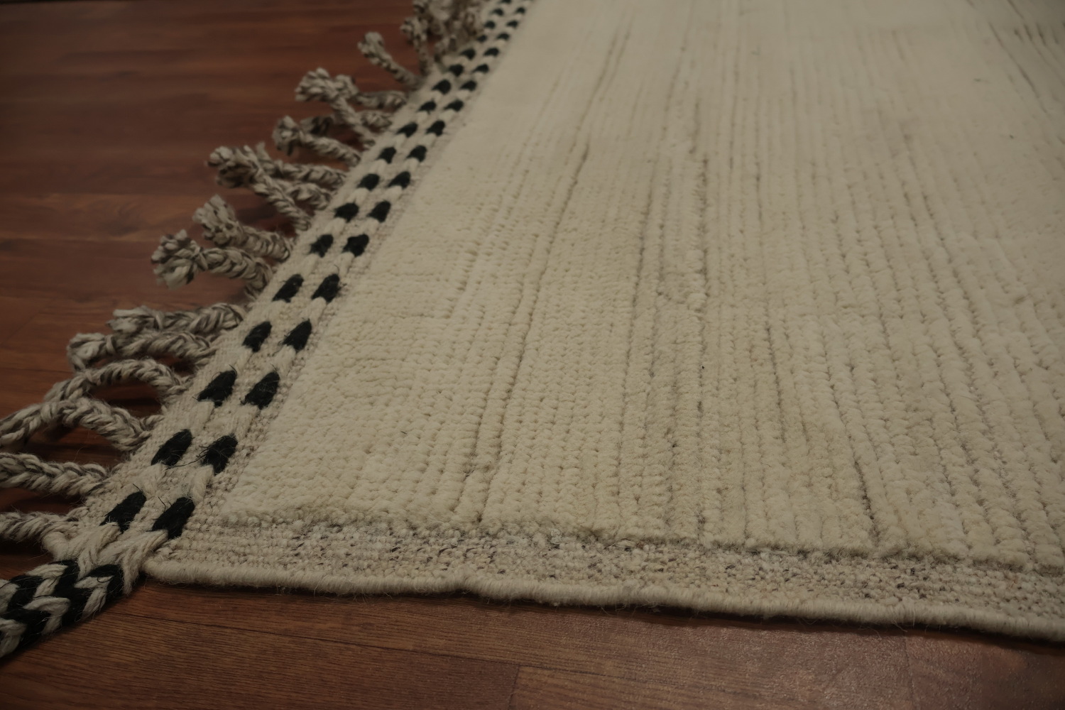 All-Over Ivory Wool Moroccan Oriental Large Rug 10x15