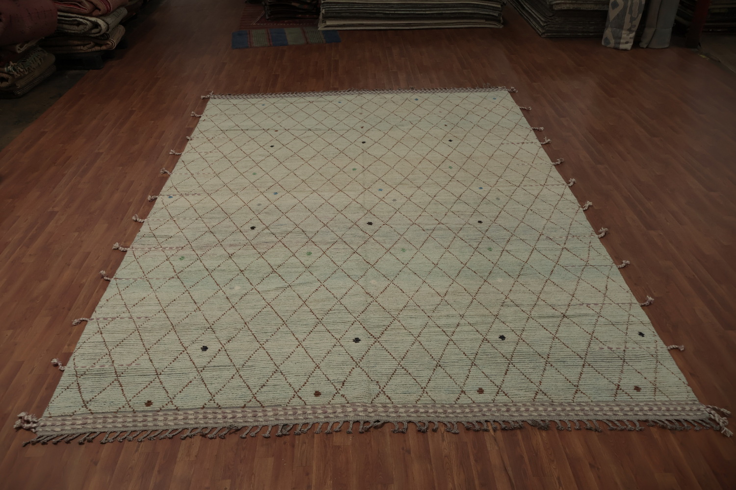 All-Over Trellis Wool Moroccan Modern Large Rug 10x14