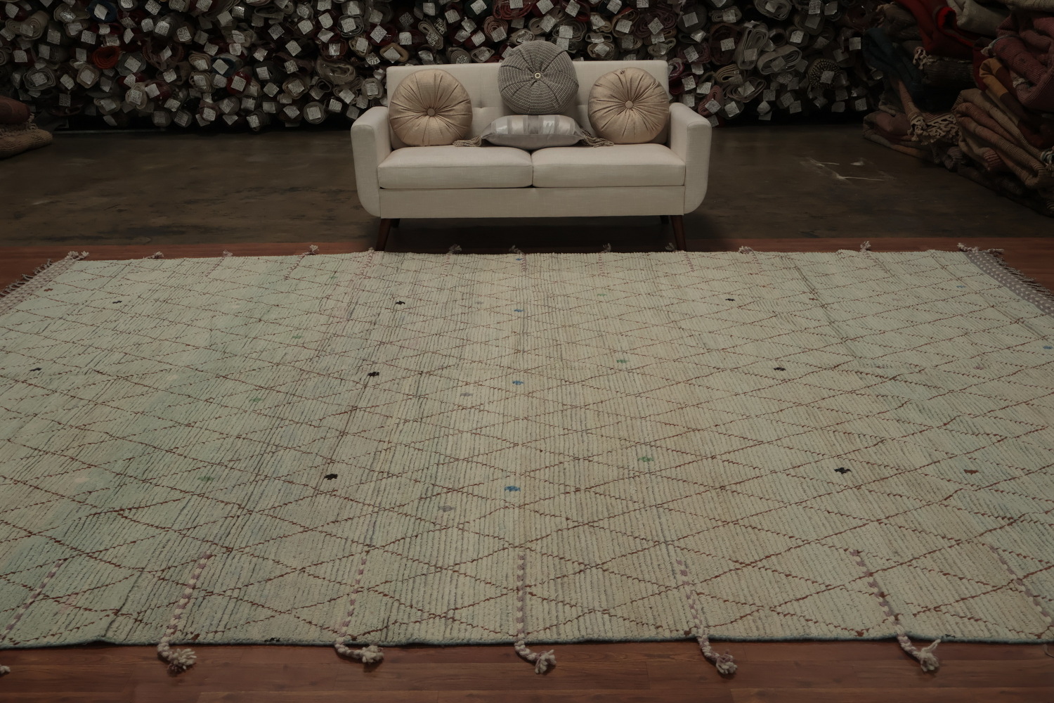 All-Over Trellis Wool Moroccan Modern Large Rug 10x14