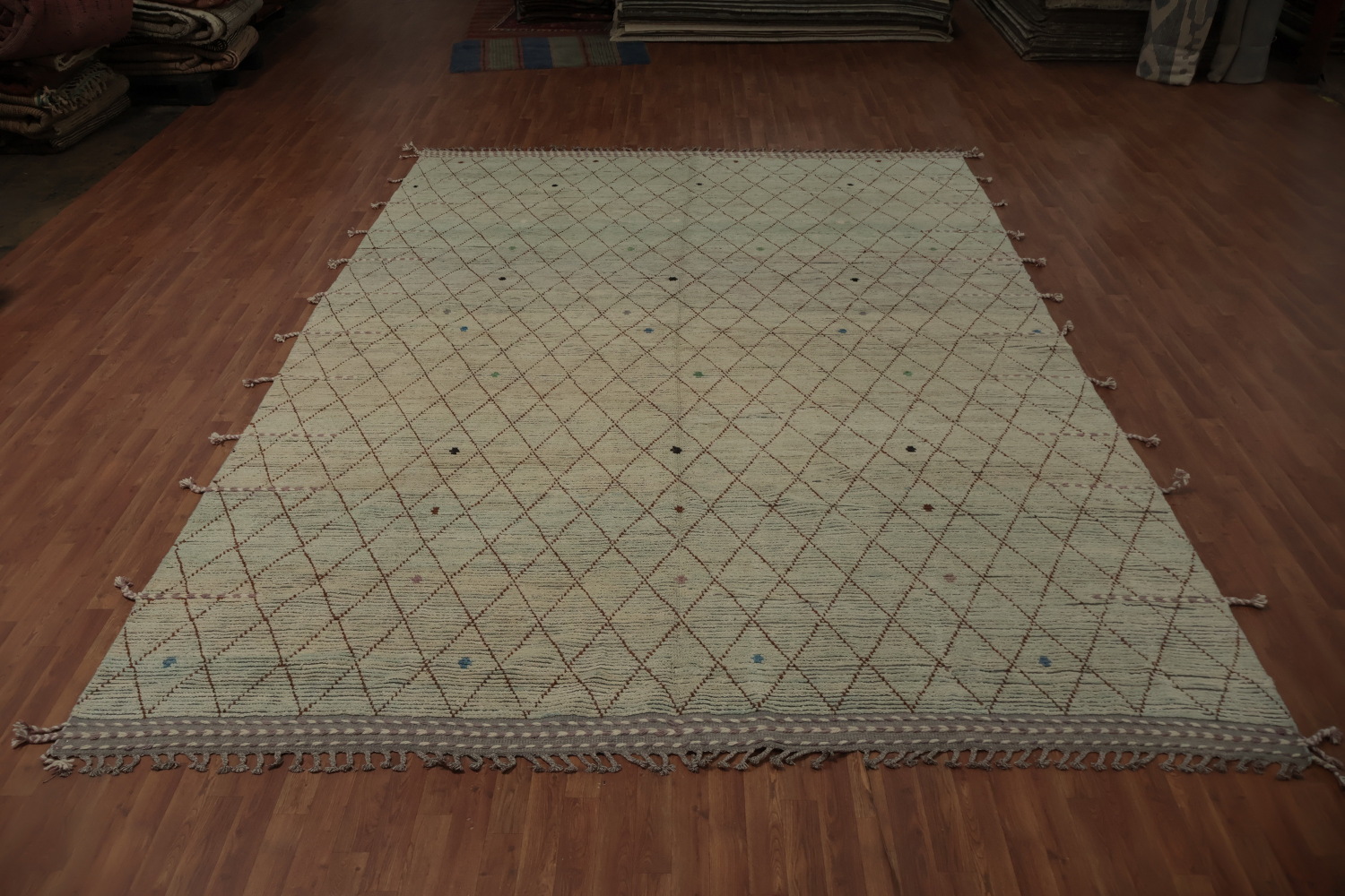 All-Over Trellis Wool Moroccan Modern Large Rug 10x14