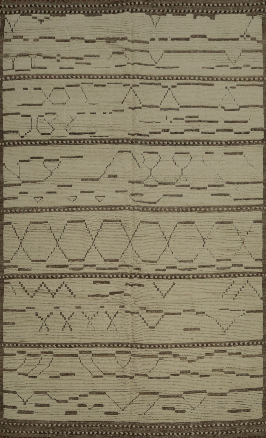Handmade Ivory Moroccan Abstract Area Rug 9x13