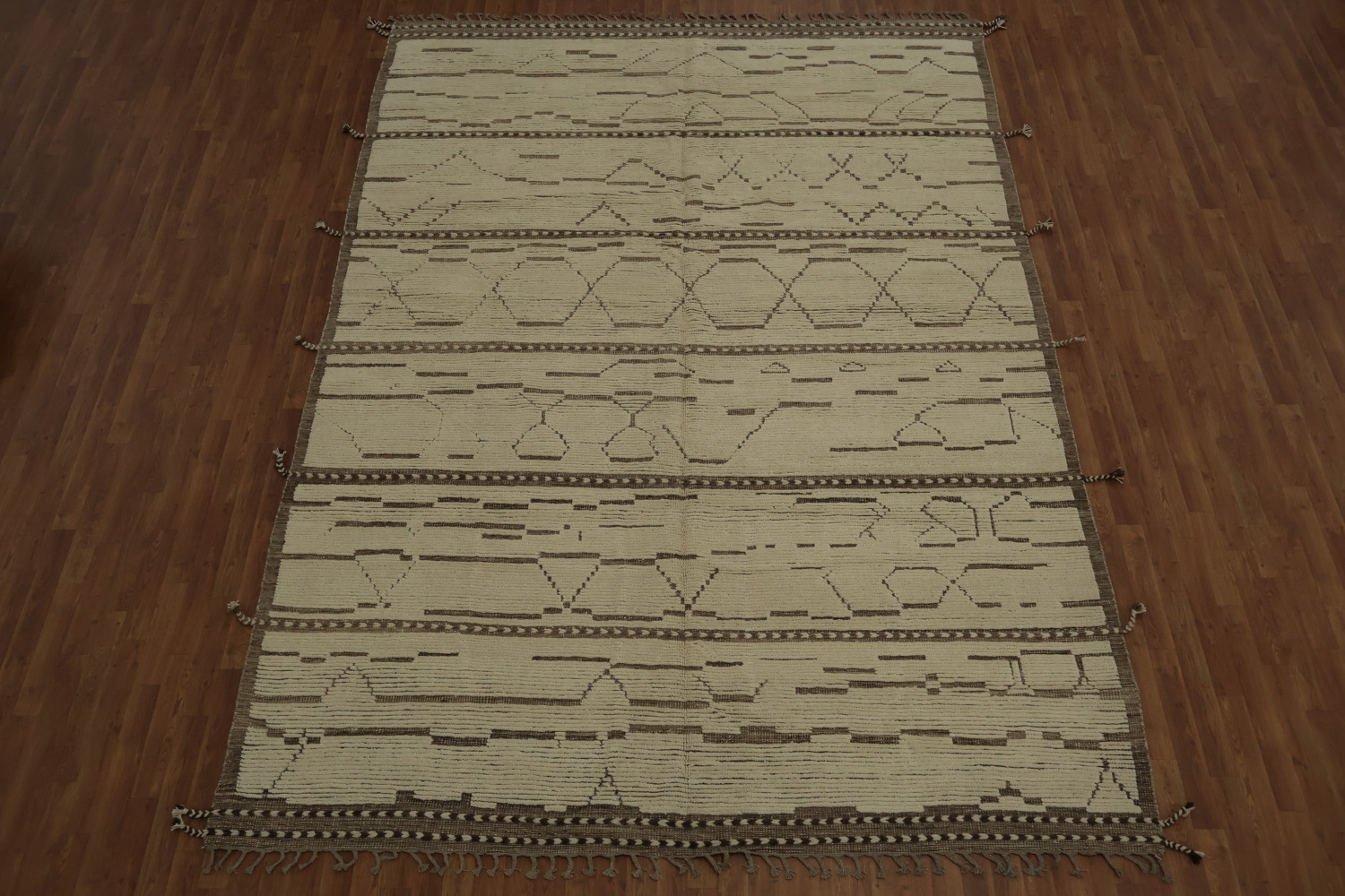 Handmade Ivory Moroccan Abstract Area Rug 9x13