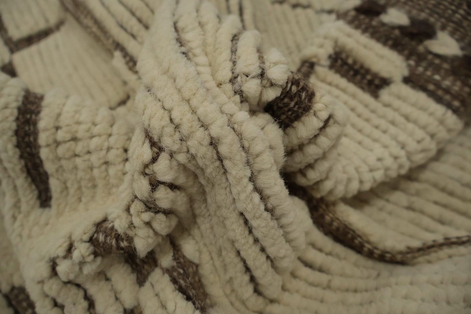 Handmade Ivory Moroccan Abstract Area Rug 9x13
