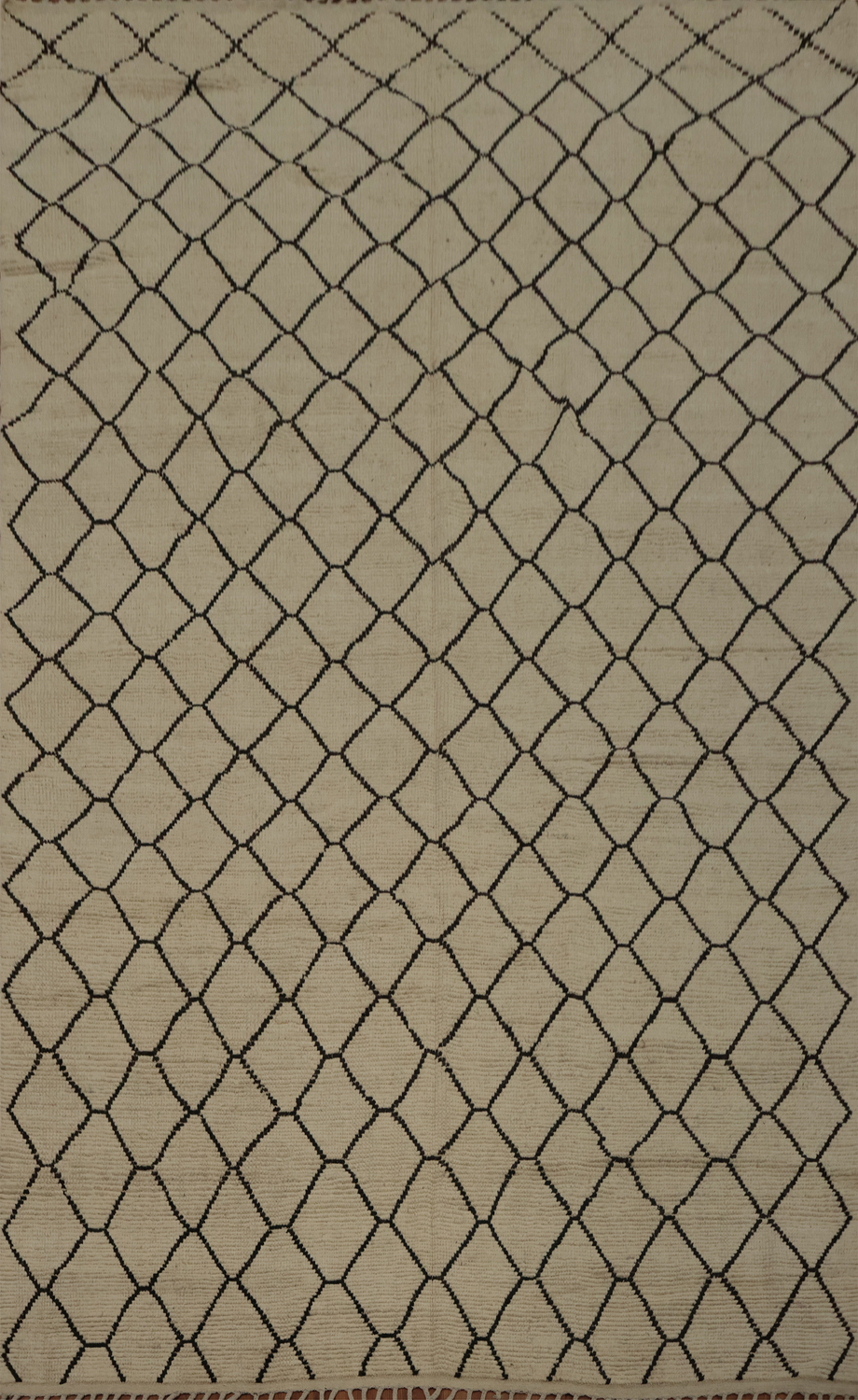 Intricate Trellis-Patterned Moroccan Area Rug 9x13 in Neutral Tones