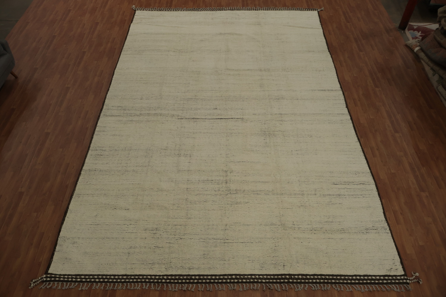 Elegant Minimalist Moroccan Large Rug 12x19 with Subtle Earthy Tones