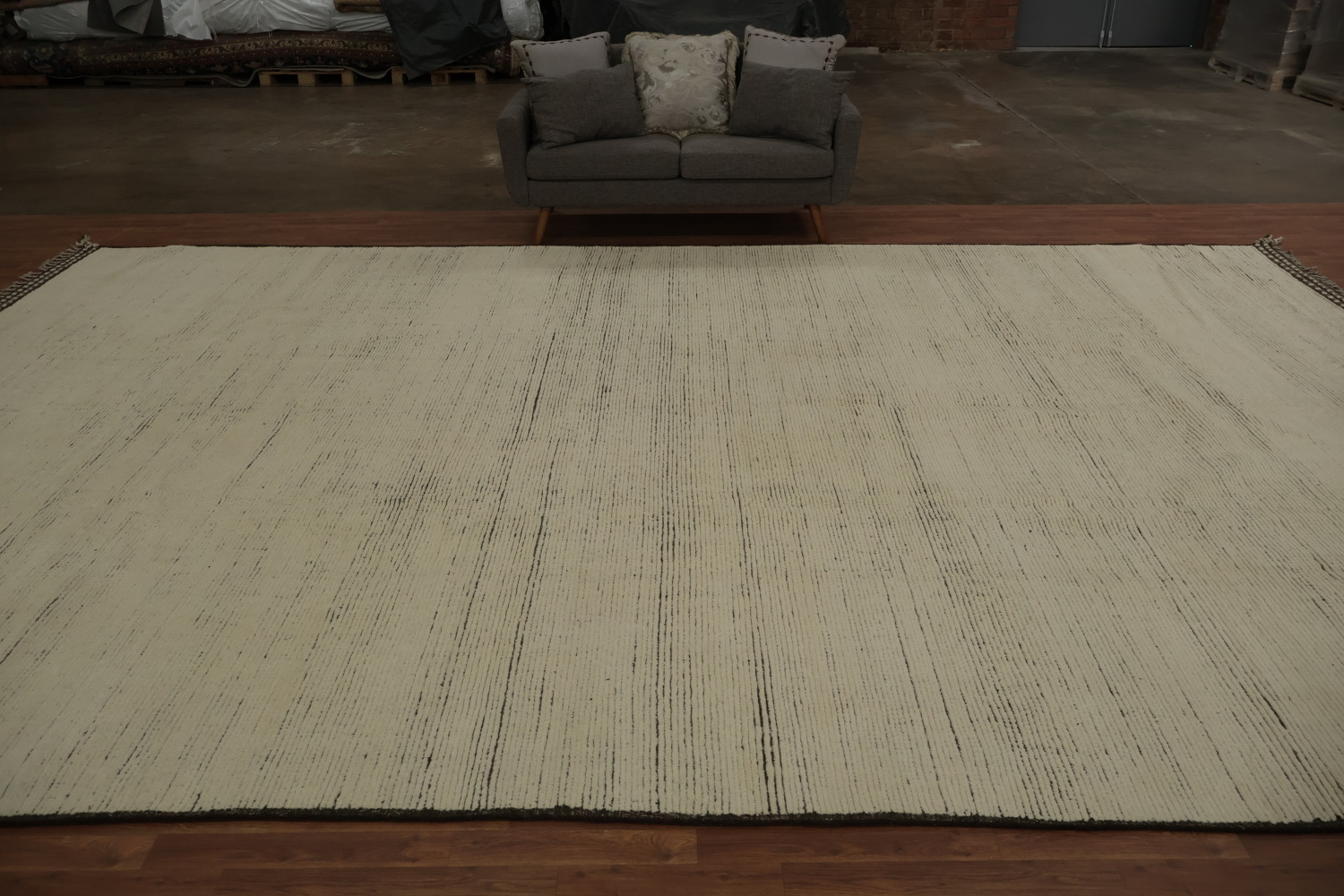 Elegant Minimalist Moroccan Large Rug 12x19 with Subtle Earthy Tones