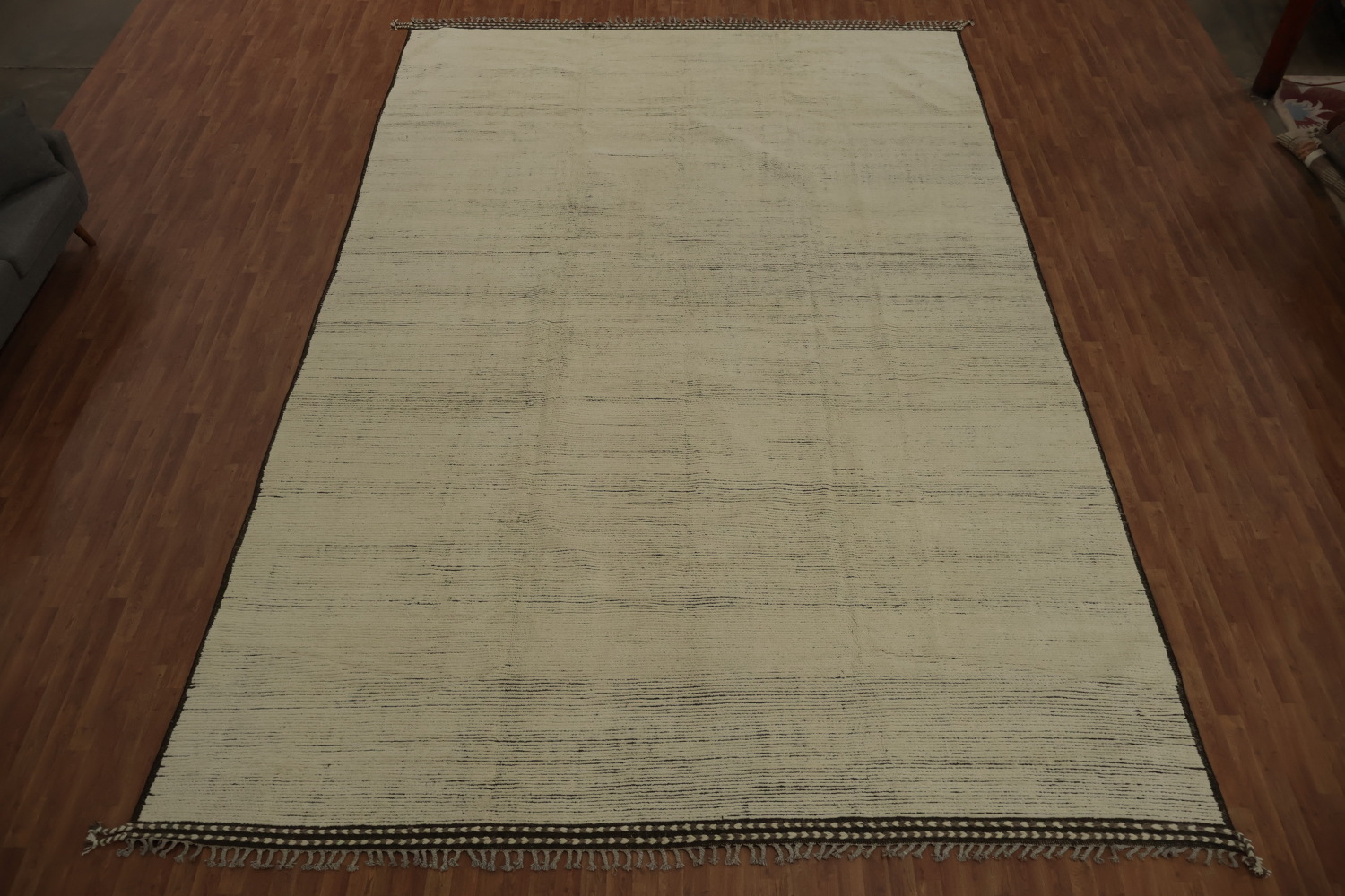Elegant Minimalist Moroccan Large Rug 12x19 with Subtle Earthy Tones