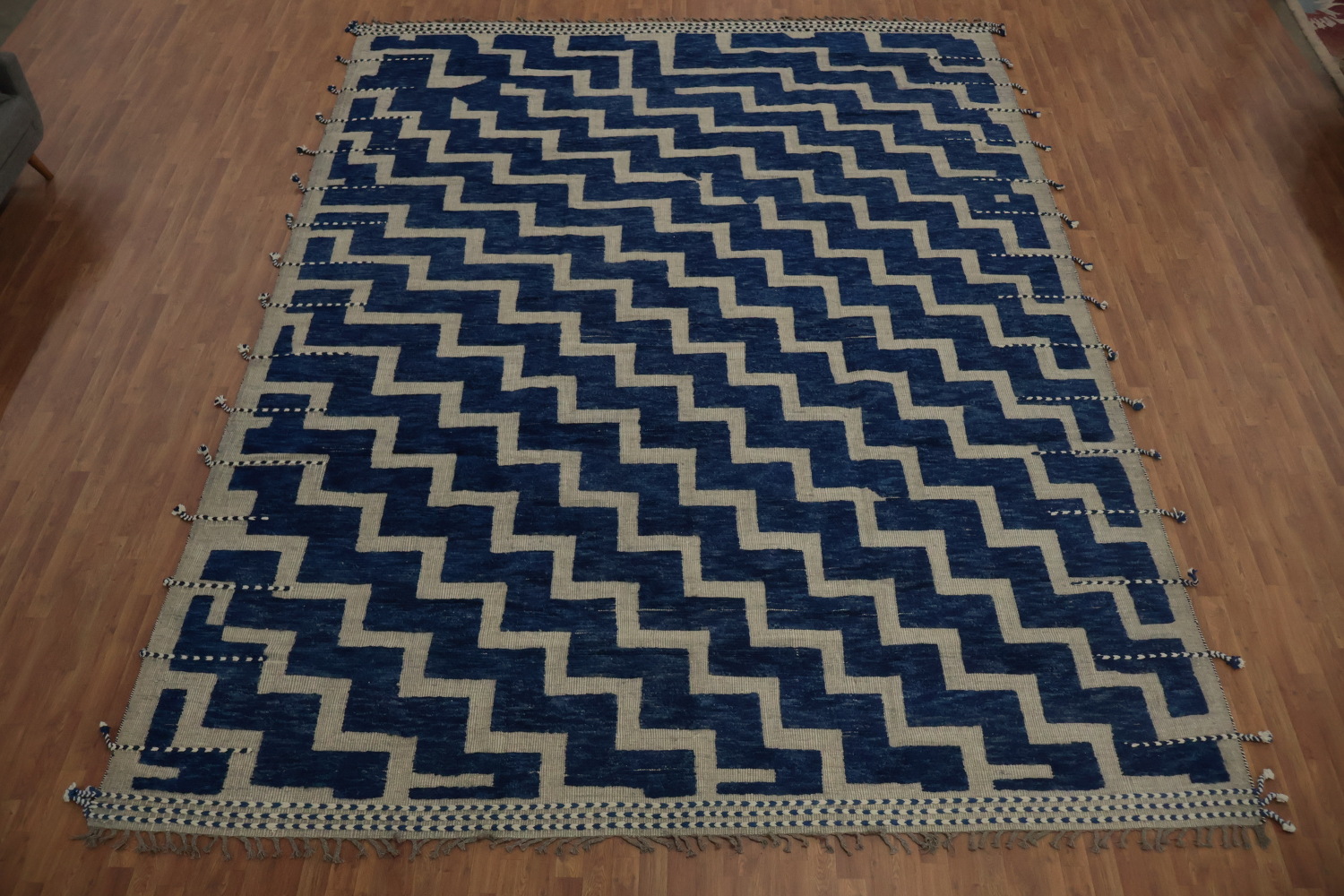 Blue Geometric Moroccan Modern Large Rug 12x16