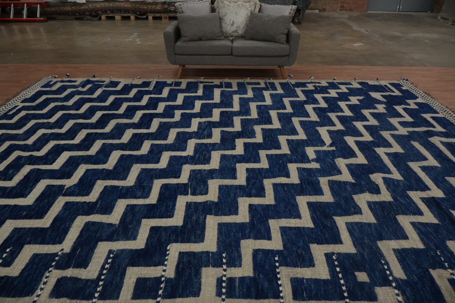 Blue Geometric Moroccan Modern Large Rug 12x16