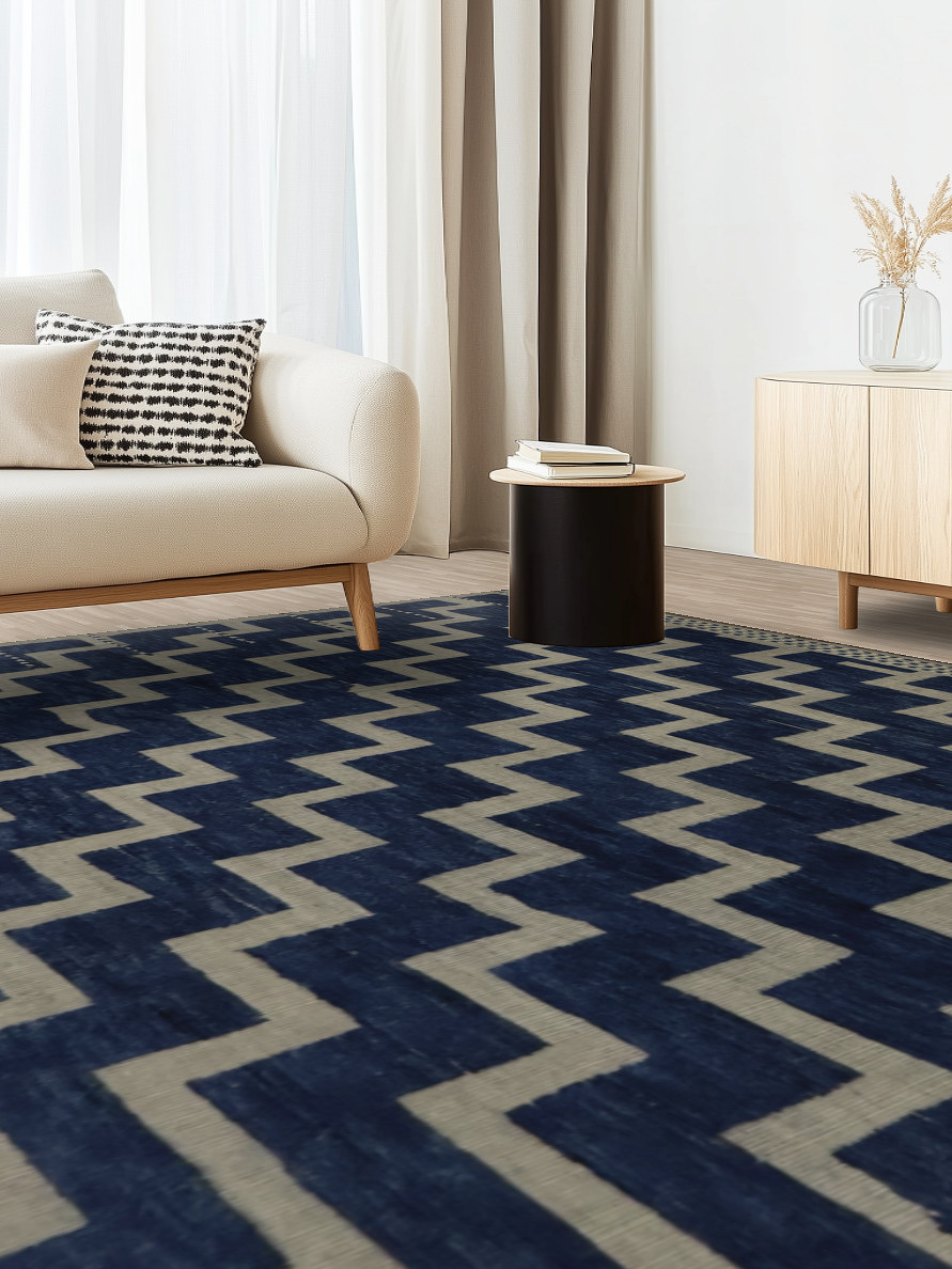 Blue Geometric Moroccan Modern Large Rug 12x16