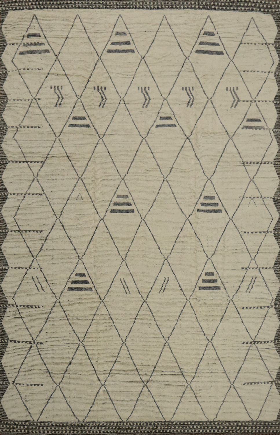 Handmade Trellis Wool Moroccan Large Rug 11x16