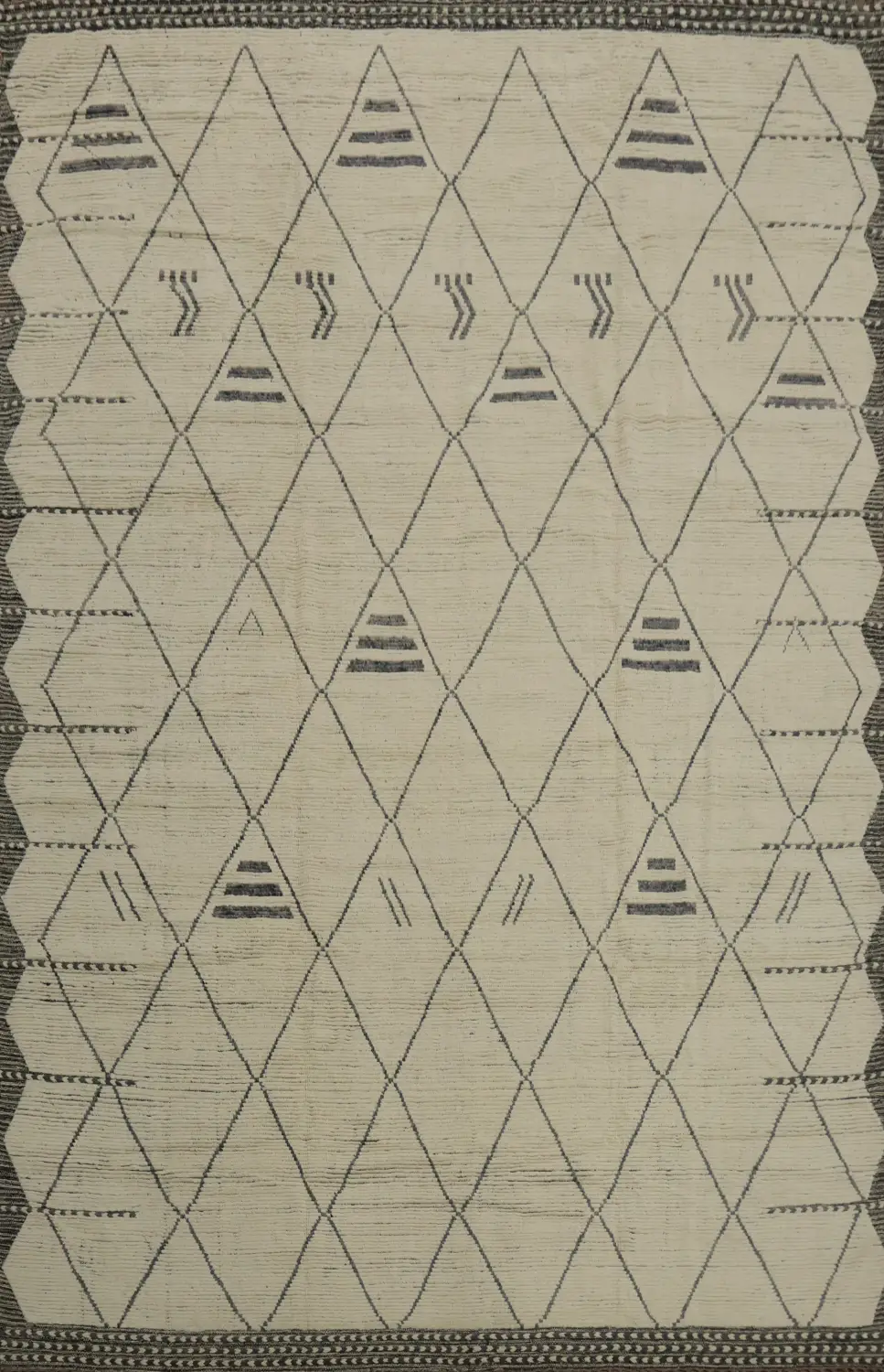 Handmade Trellis Wool Moroccan Large Rug 11x16