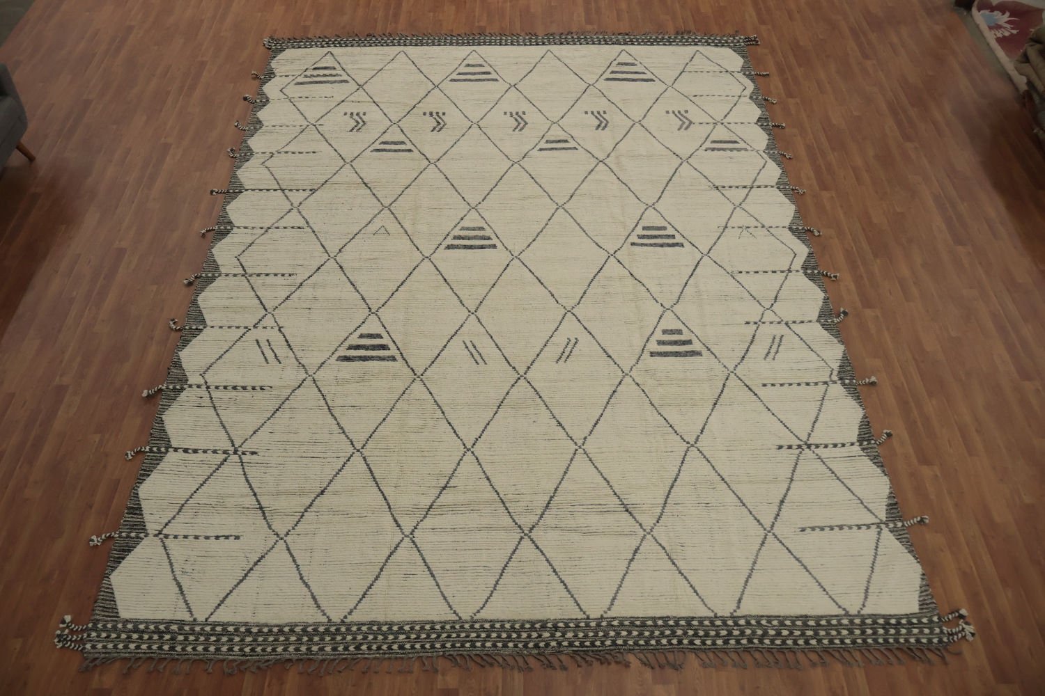 Handmade Trellis Wool Moroccan Large Rug 11x16