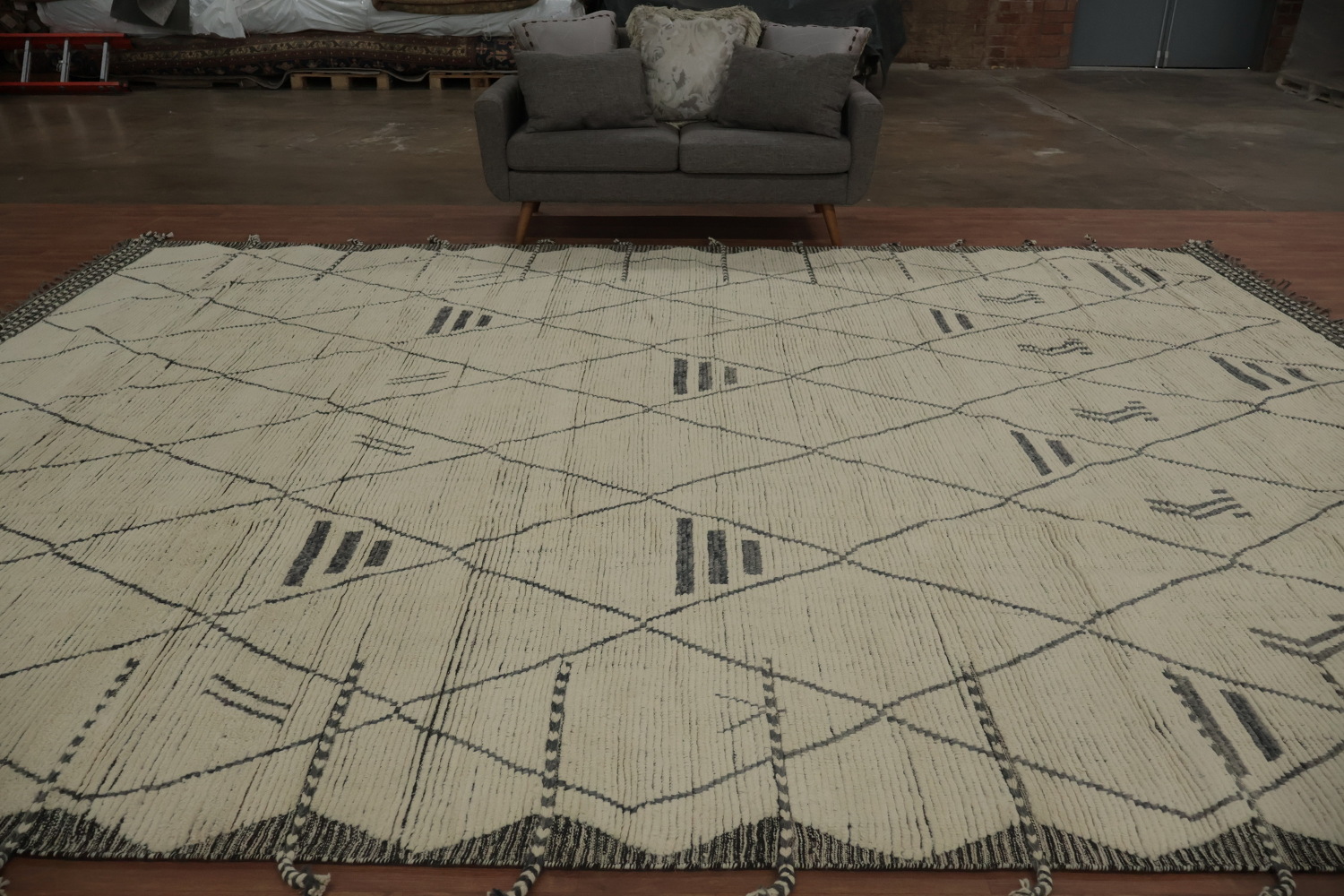 Handmade Trellis Wool Moroccan Large Rug 11x16