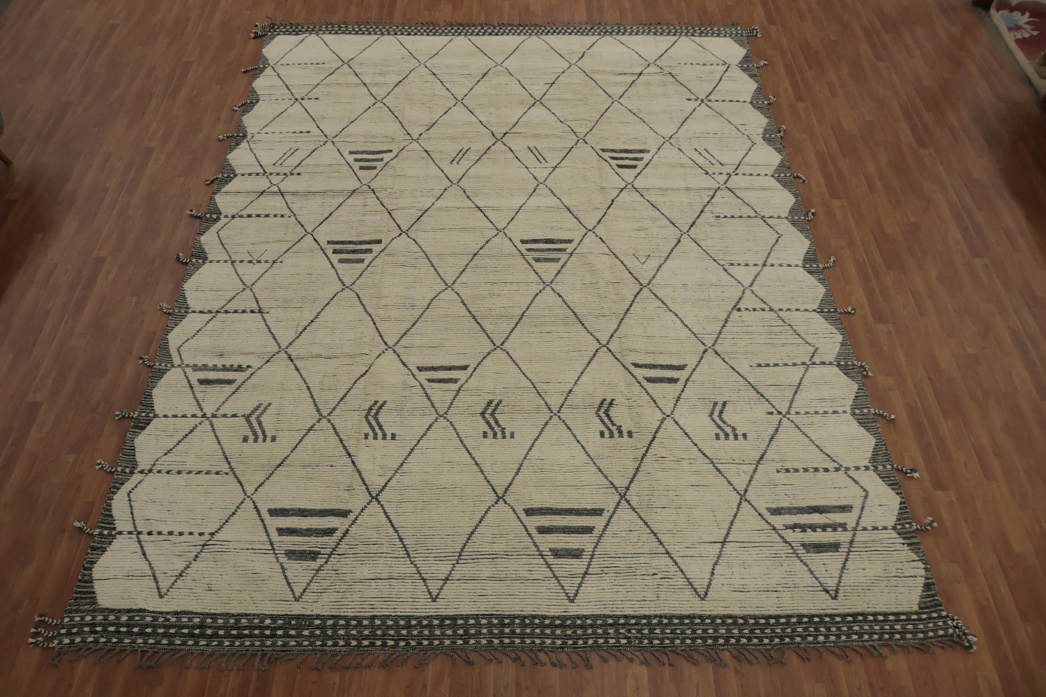 Handmade Trellis Wool Moroccan Large Rug 11x16