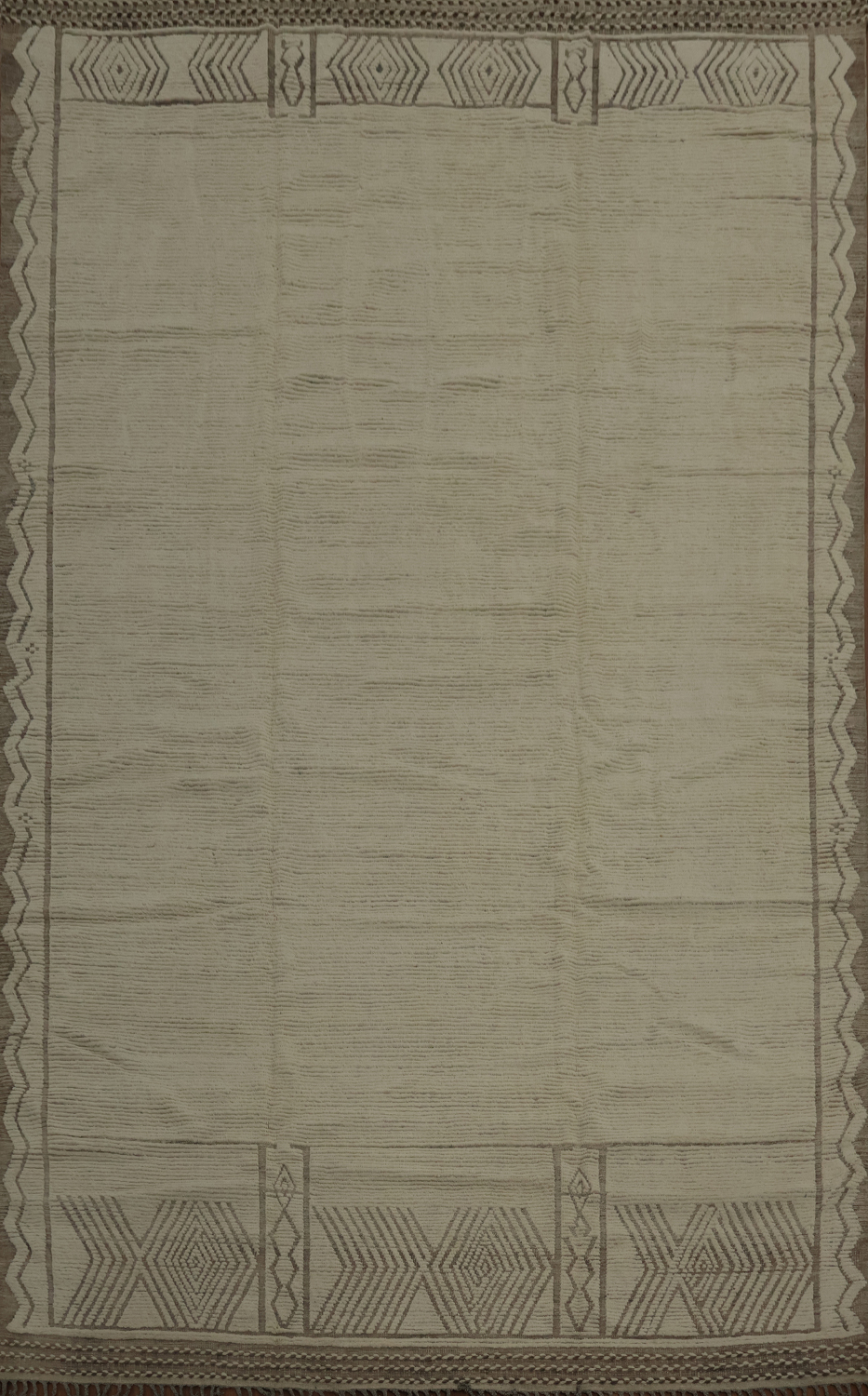Ivory Wool Handmade Moroccan Oriental Large Rug 12x15
