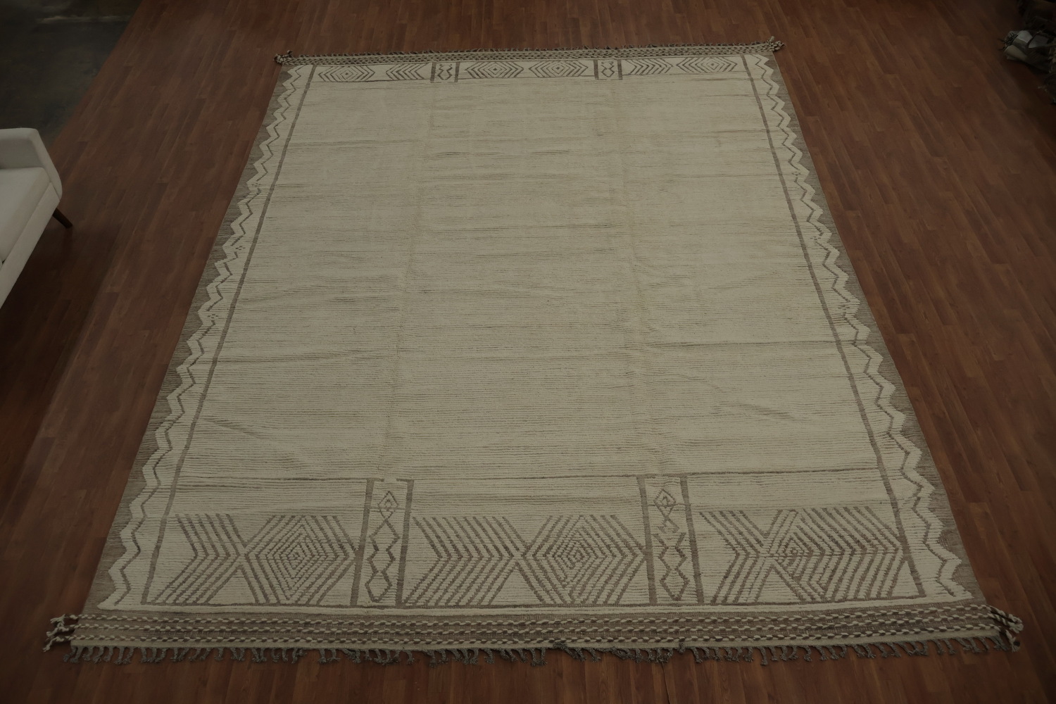 Ivory Wool Handmade Moroccan Oriental Large Rug 12x15