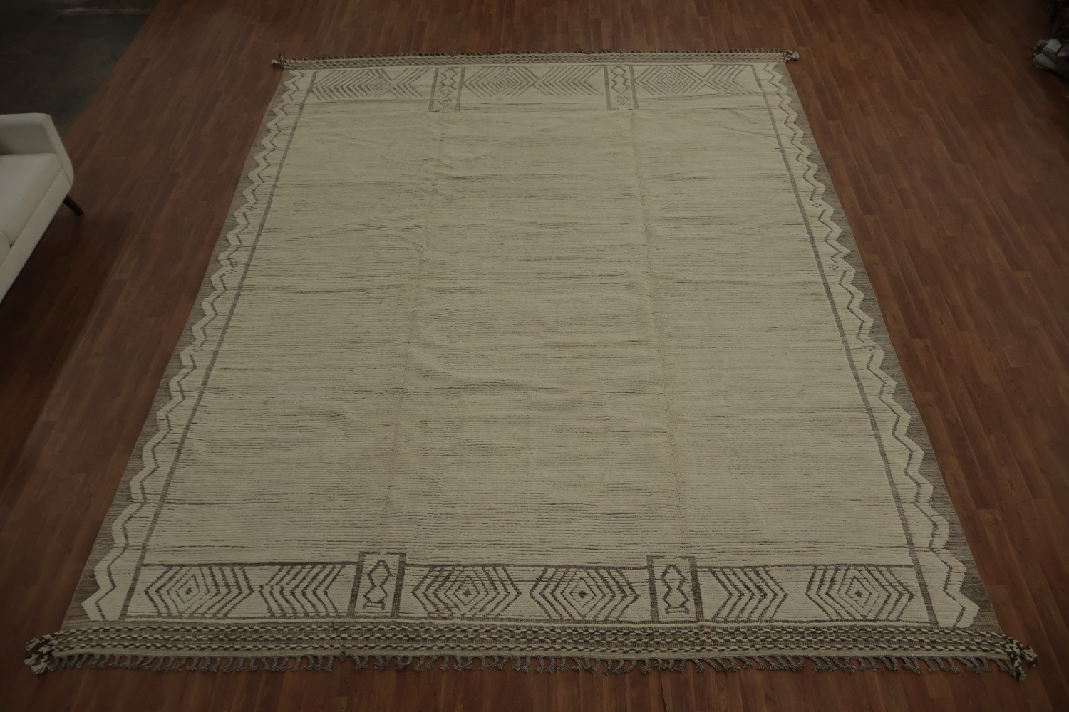 Ivory Wool Handmade Moroccan Oriental Large Rug 12x15