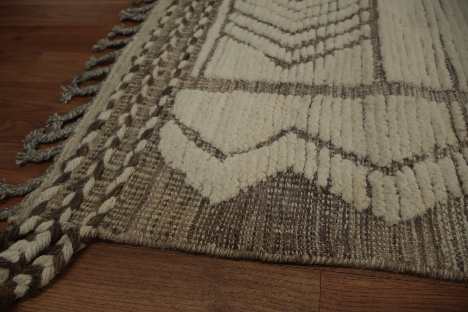 Ivory Wool Handmade Moroccan Oriental Large Rug 12x15