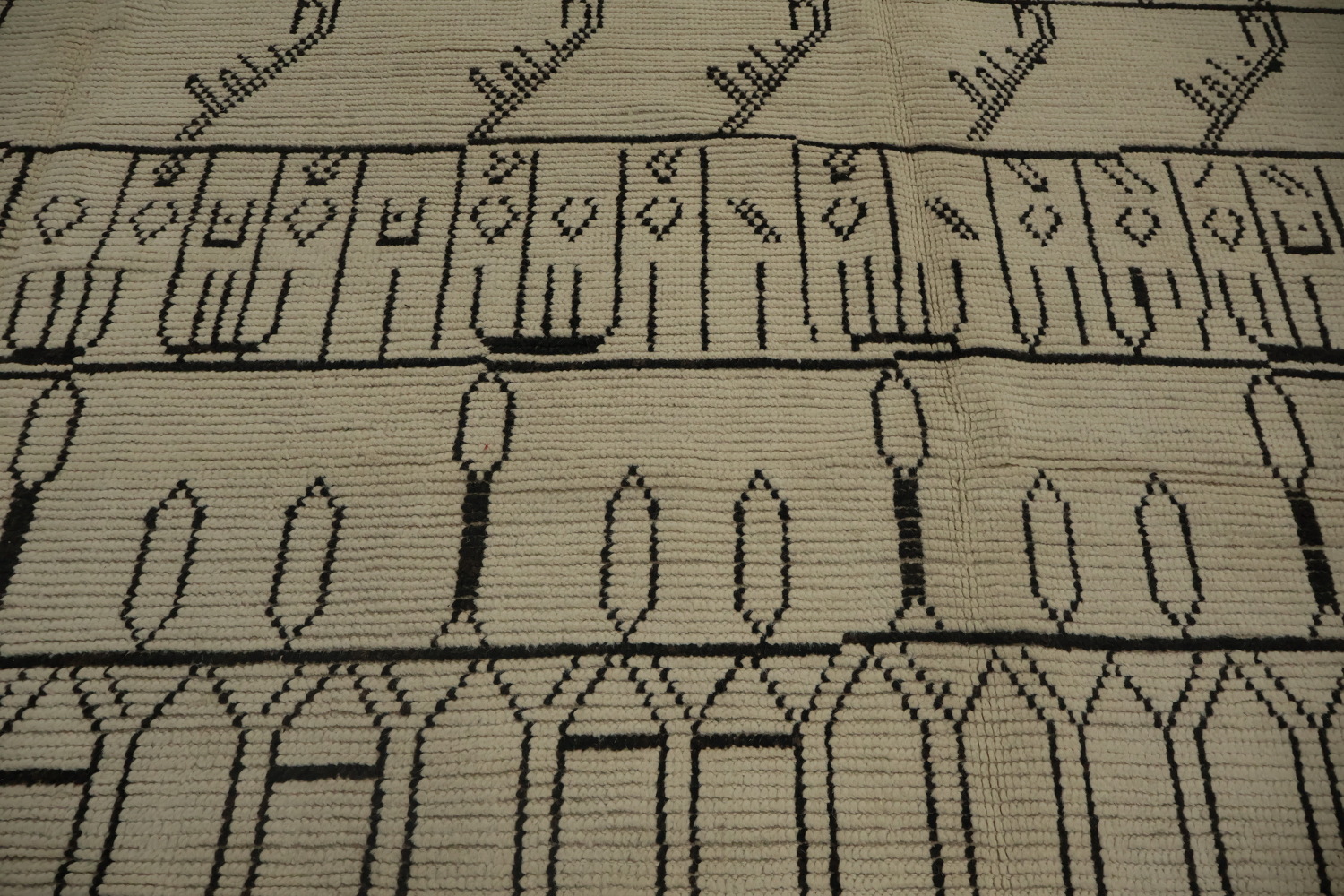 All-Over Ivory Wool Moroccan Oriental Large Rug 10x14