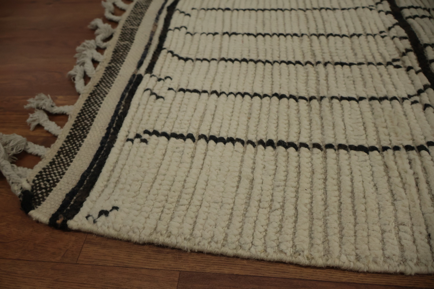 All-Over Ivory Wool Moroccan Oriental Large Rug 10x14