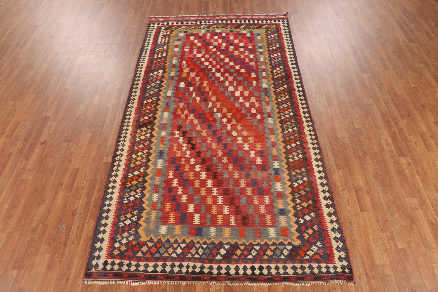 Antique Wool Kilim Qashqai Persian Vegetable Dye Rug 5x10