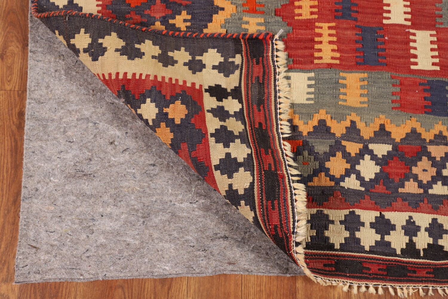 Antique Wool Kilim Qashqai Persian Vegetable Dye Rug 5x10