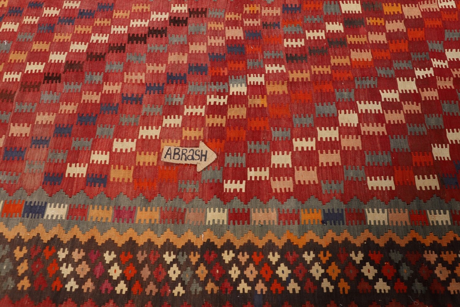 Antique Wool Kilim Qashqai Persian Vegetable Dye Rug 5x10