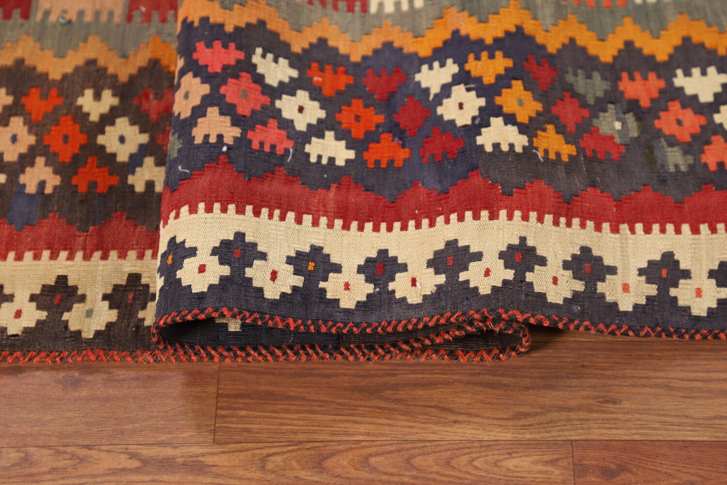 Antique Wool Kilim Qashqai Persian Vegetable Dye Rug 5x10