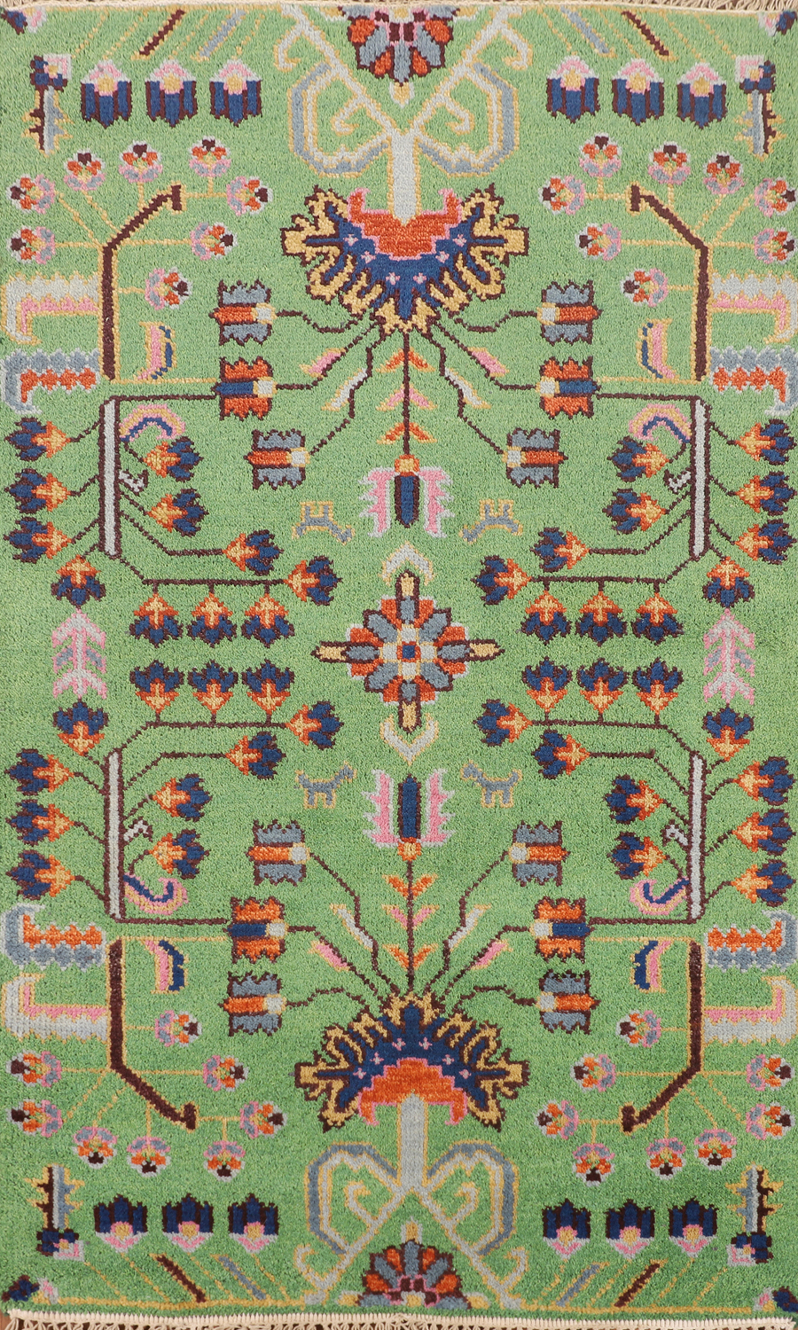 AllOver Light Green Ziegler Indian Accent Rug 3x5