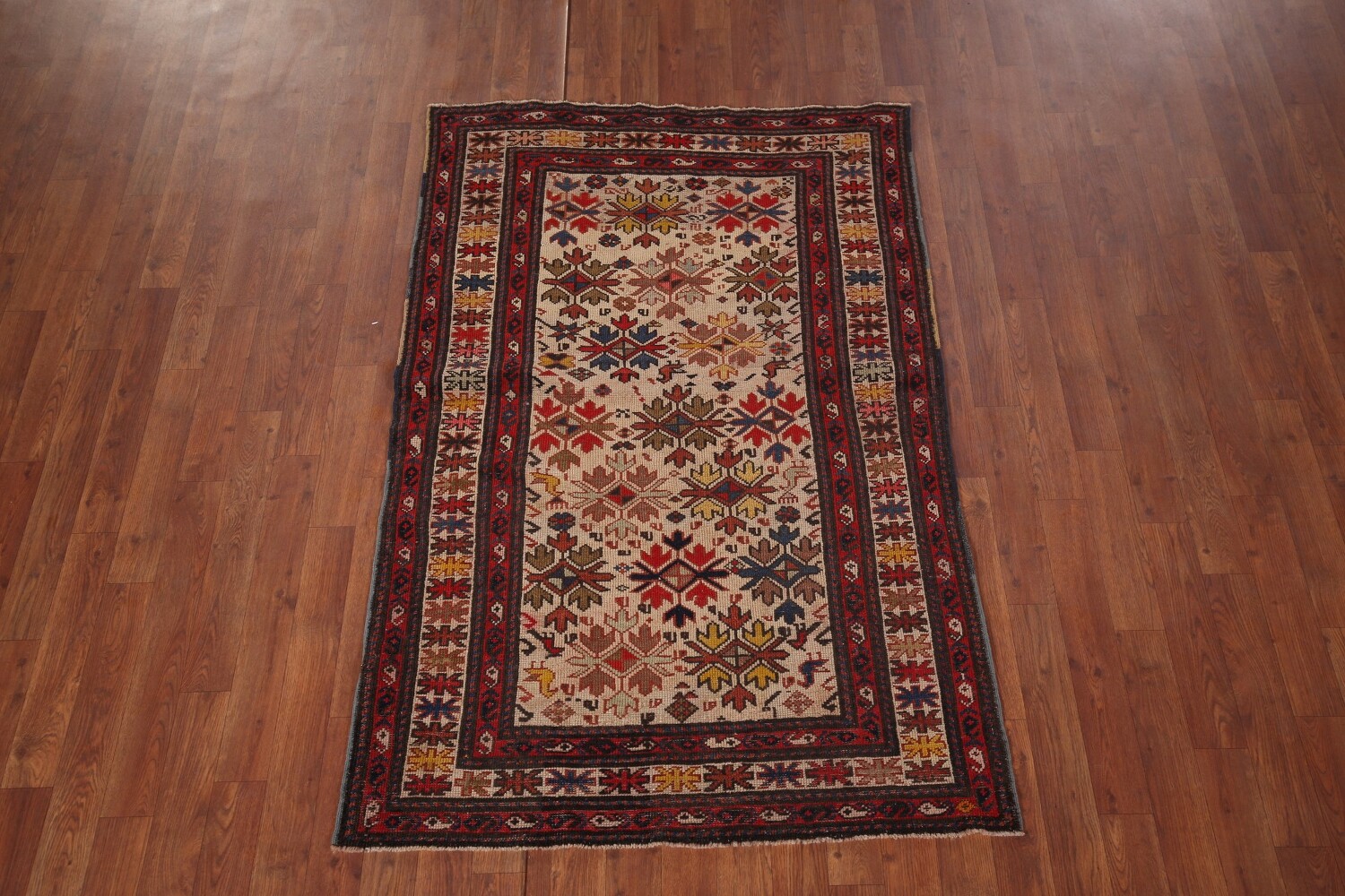 Pre-1900 Antique Kazak Vegetable Dye Rug 3x5