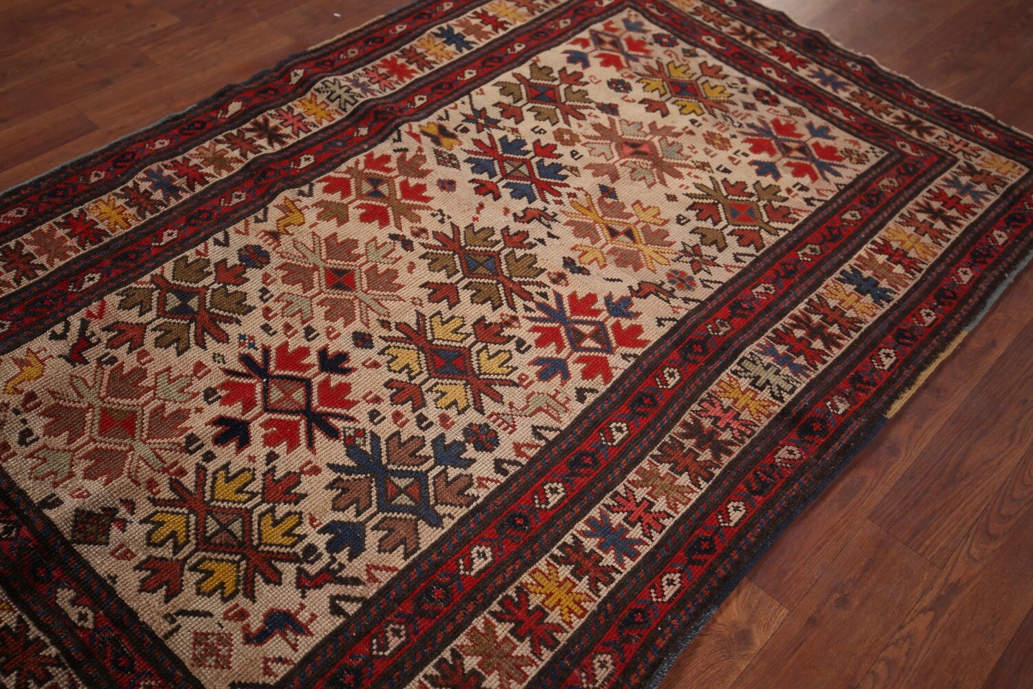 Pre-1900 Antique Kazak Vegetable Dye Rug 3x5