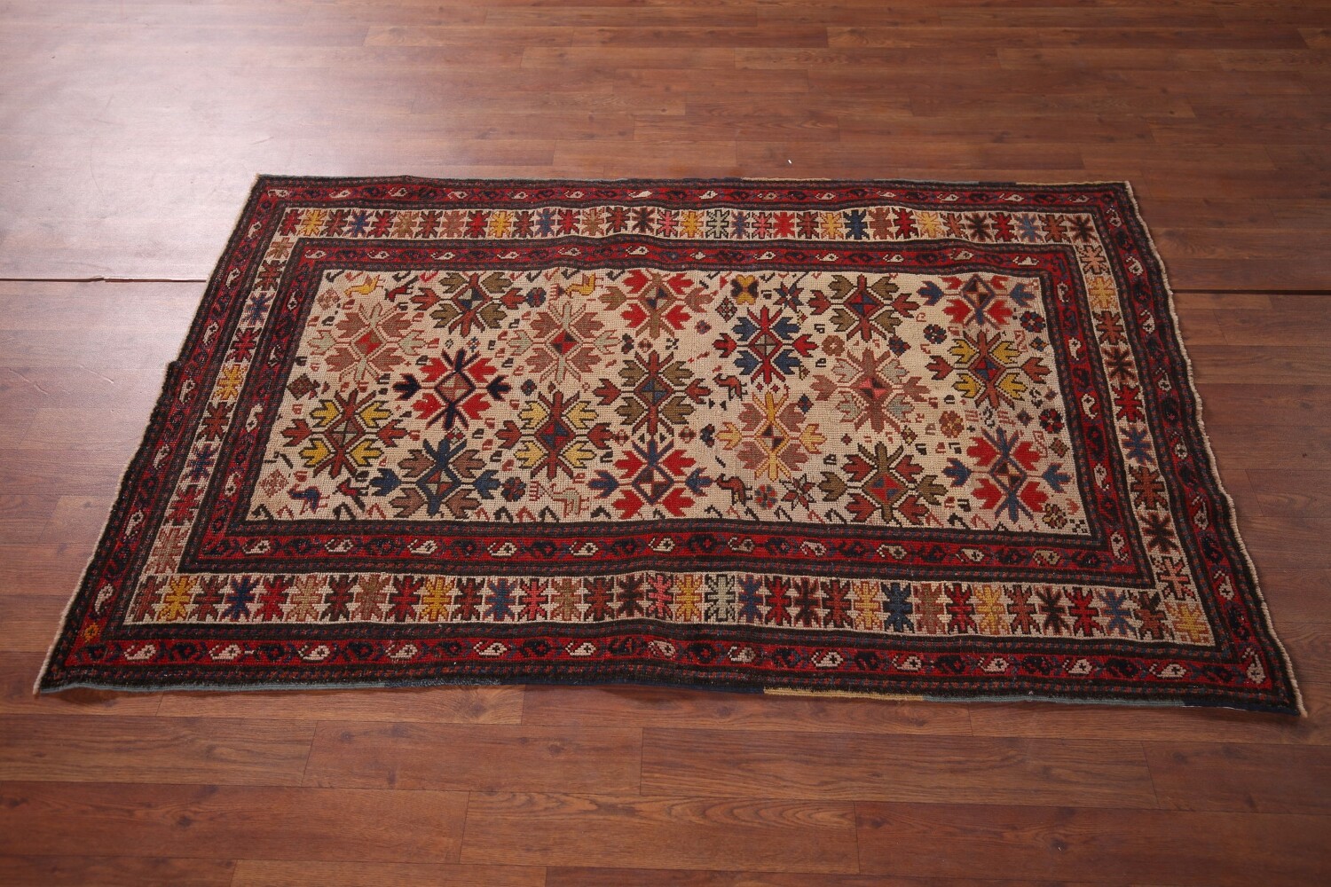 Pre-1900 Antique Kazak Vegetable Dye Rug 3x5