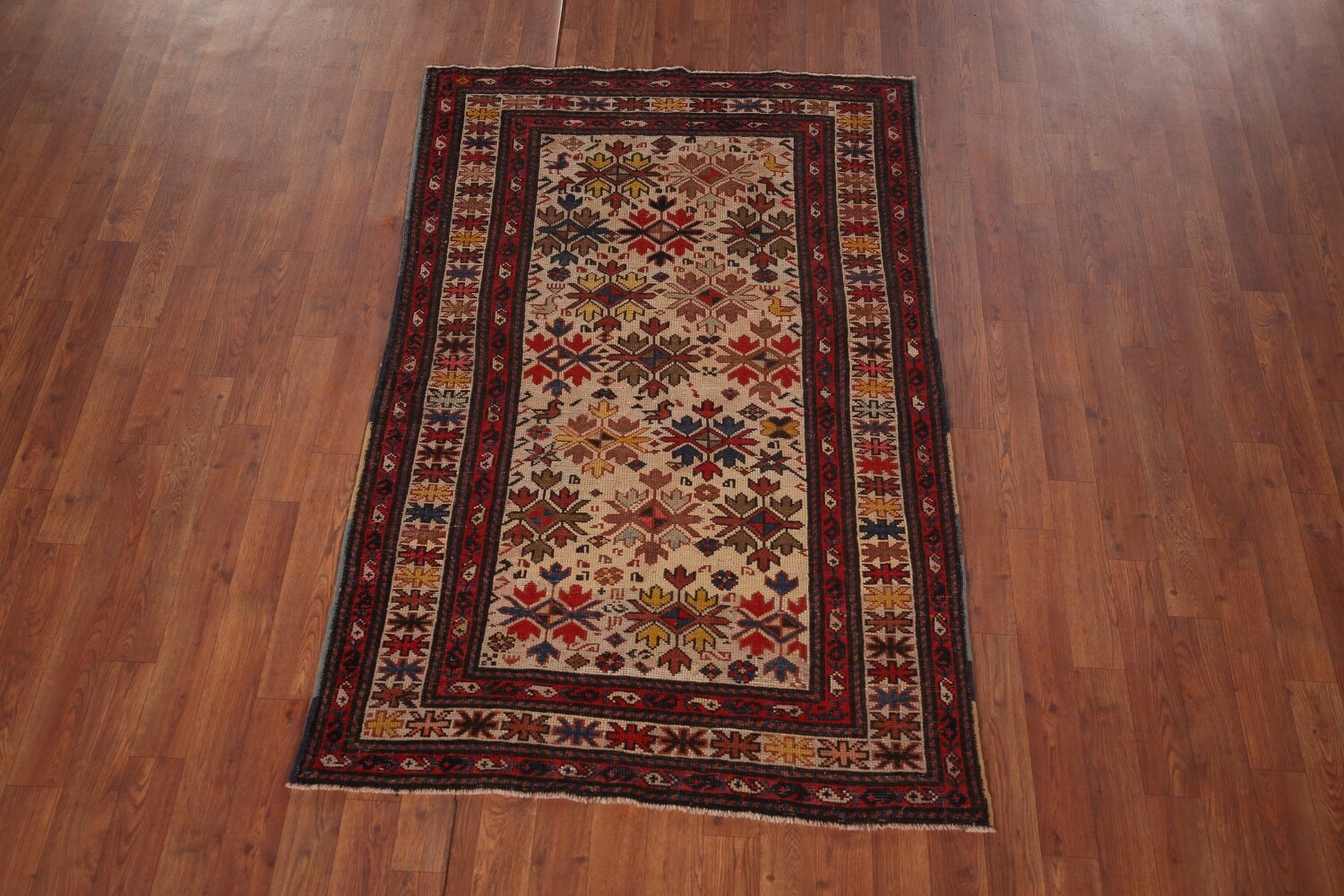 Pre-1900 Antique Kazak Vegetable Dye Rug 3x5