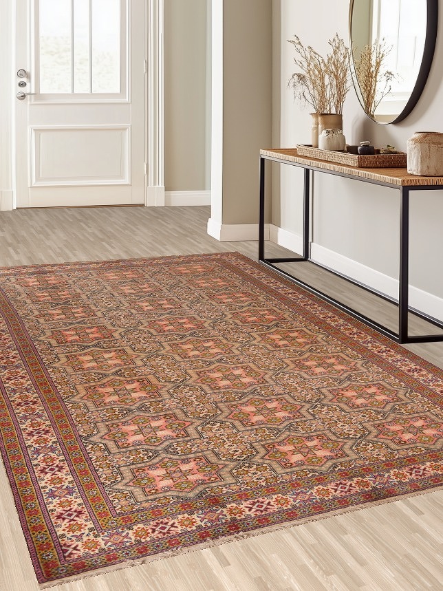 All-Over Geometric Anatolian Turkish Area Rug 7x10