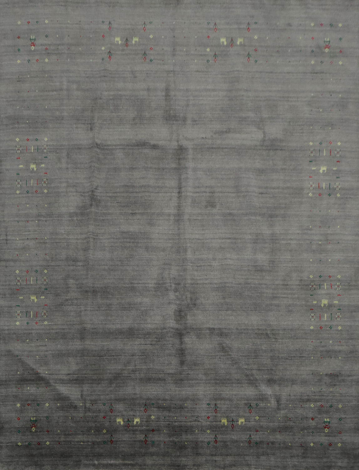 Contemporary Gray Gabbeh Square Rug with Delicate Details 8x8