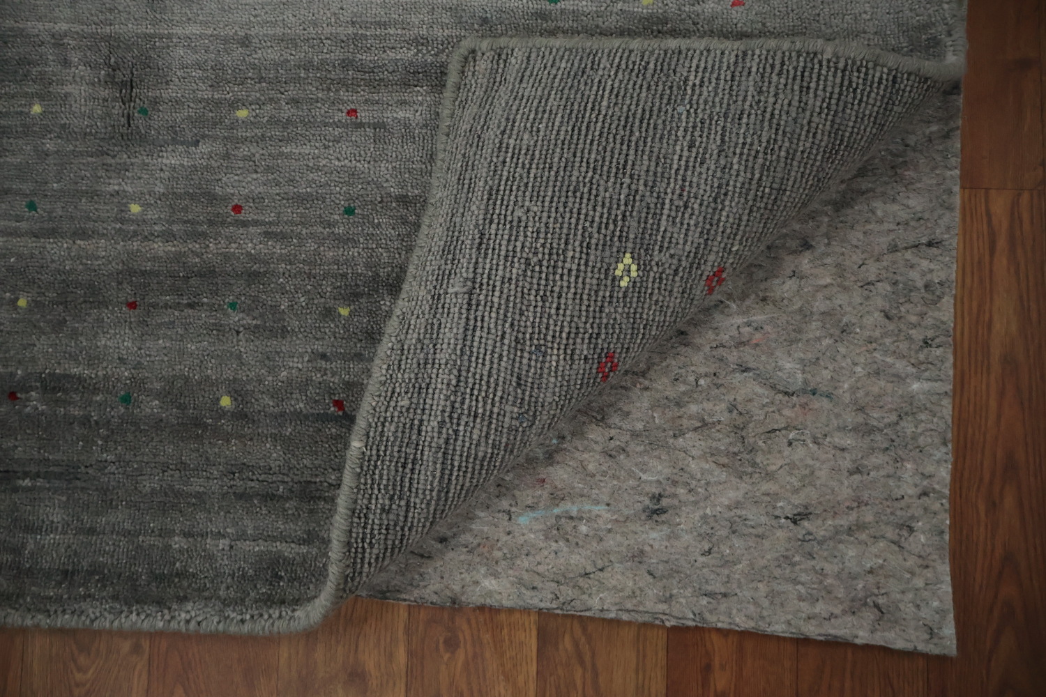 Contemporary Gray Gabbeh Square Rug with Delicate Details 8x8